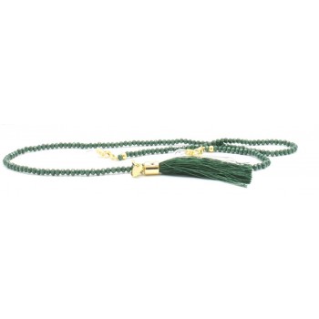 Cordão Tassel Cristal Musgo